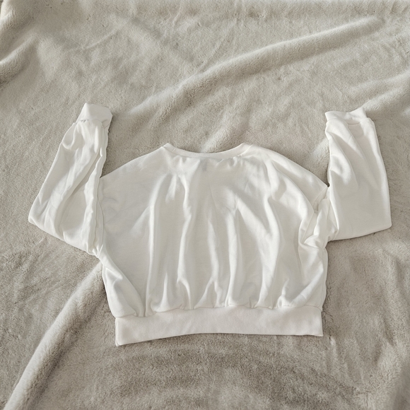 SHEIN Cream Cropped Sweatshirt - Picture 3 of 5